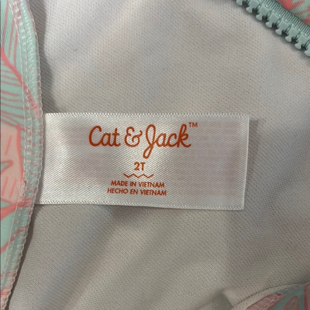 Cat & Jack Pink and Green One Piece Bathing Suit - Picture 2 of 3